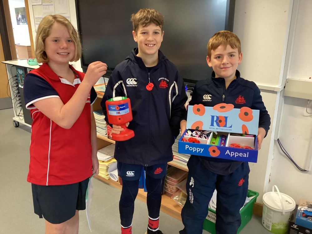 Churcher's College pupils sell poppies for Remembrance
